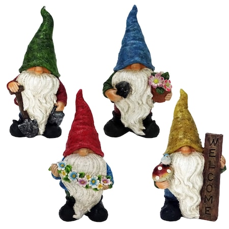 Alpine Alpine Polyresin Assorted 12 in. Gnome Garden Statue WQA1456ABB